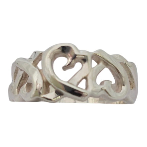 Tiffany & Co Paloma Picasso Sterling Silver Loving Hearts Band Ring Size 7 20802 - Picture 1 of 10